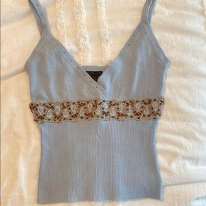 Light Blue Embellished Casmere Top
